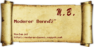 Moderer Bennó névjegykártya